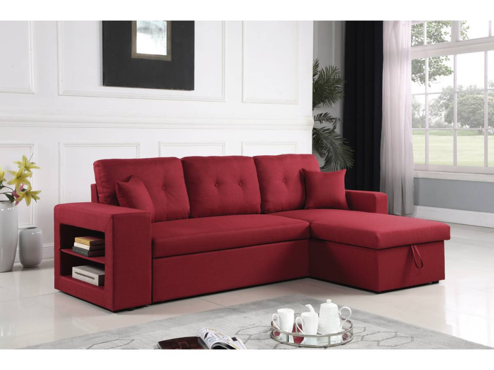 Hoekbank slaapbank meubel links of rechts bank "Axel" - 3 zits - Rood
