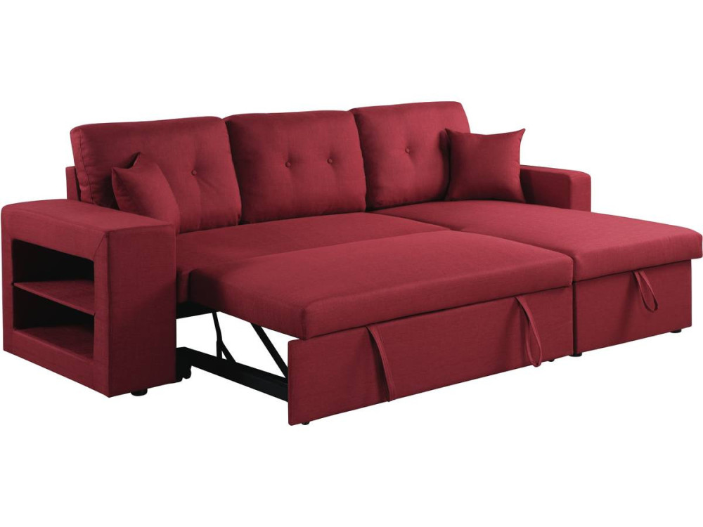 Hoekbank slaapbank meubel links of rechts bank "Axel" - 3 zits - Rood
