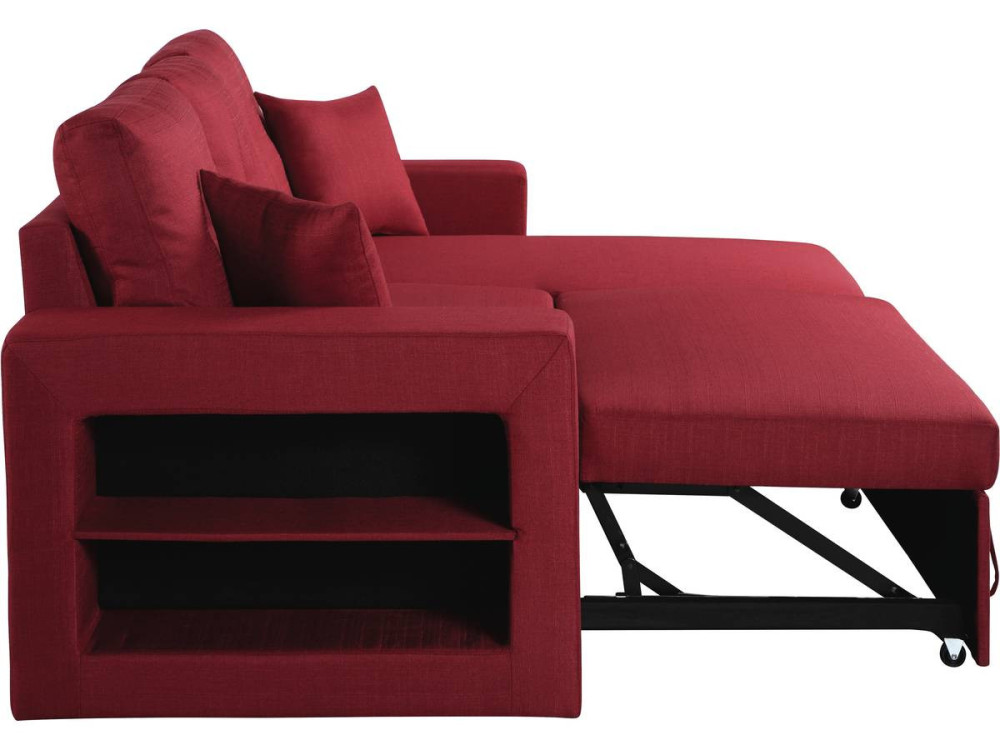 Hoekbank slaapbank meubel links of rechts bank "Axel" - 3 zits - Rood