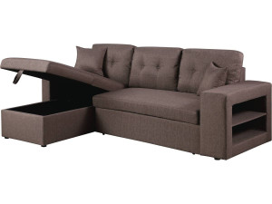 Hoekbank slaapbank meubel links of rechts bank "Axel" - 3 zits - Taupe - grijs bruin
