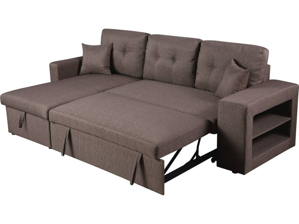 Hoekbank slaapbank meubel links of rechts bank "Axel" - 3 zits - Taupe - grijs bruin