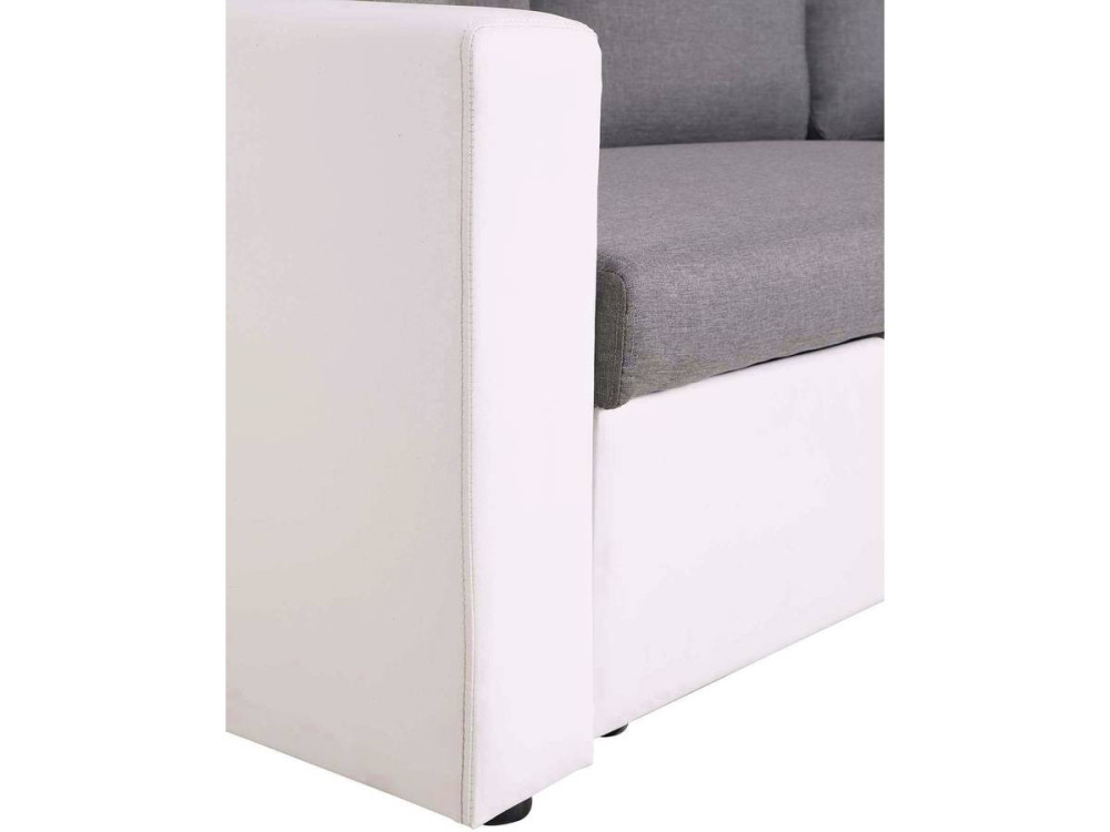 Hoekbank met opbergruimte slaapbank meubel links of rechts bank "Alain" - 221 x 145 x 85 cm - 3 zits - Grijs / Wit