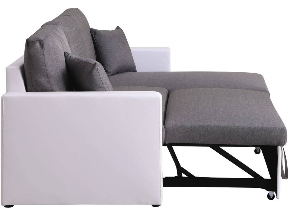 Hoekbank met opbergruimte slaapbank meubel links of rechts bank "Alain" - 221 x 145 x 85 cm - 3 zits - Grijs / Wit