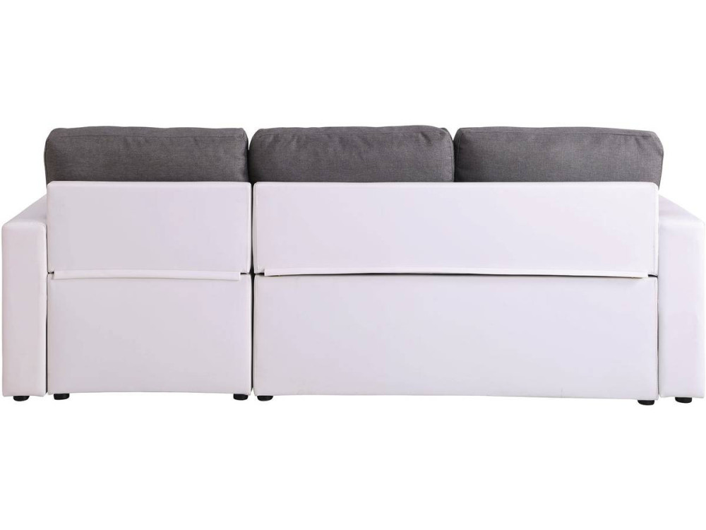 Hoekbank met opbergruimte slaapbank meubel links of rechts bank "Alain" - 221 x 145 x 85 cm - 3 zits - Grijs / Wit