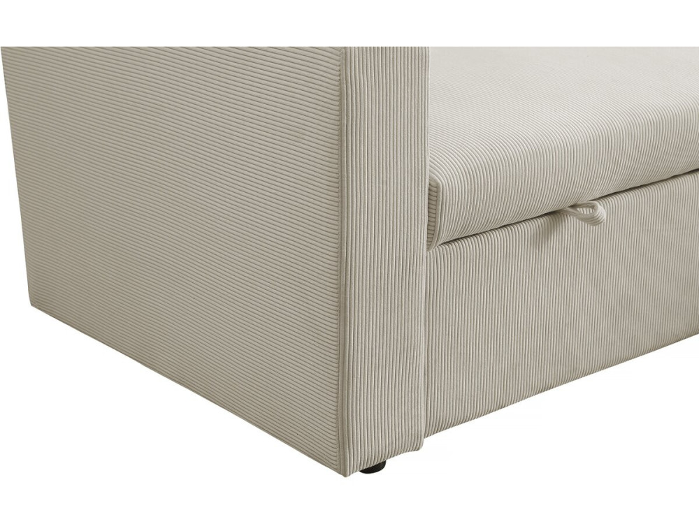 Hoekbank slaapbank meubel opbergruimte velours ribfluweel bank "Alain" - 3 zits - Beige - lichtbruin