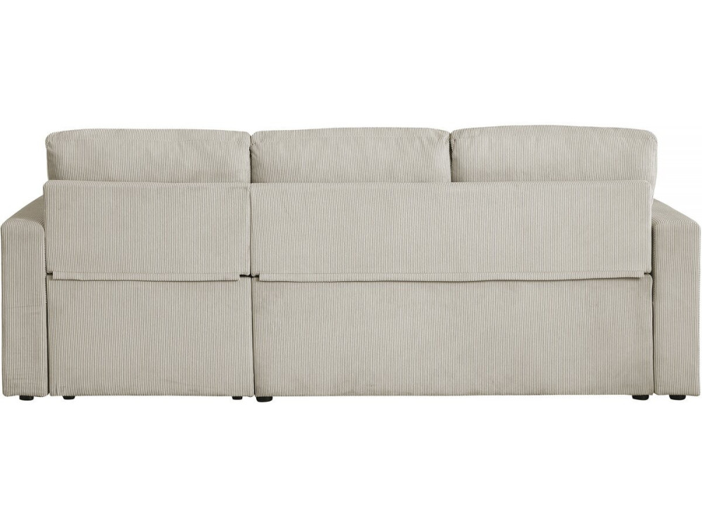 Hoekbank slaapbank meubel opbergruimte velours ribfluweel bank "Alain" - 3 zits - Beige - lichtbruin