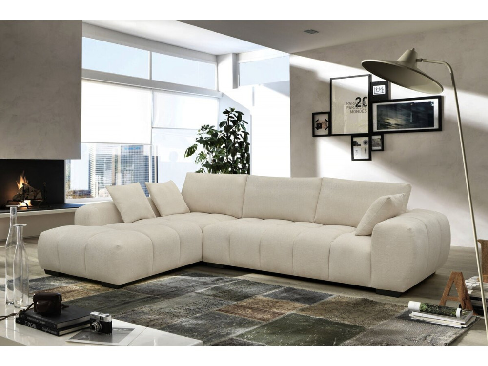 Bank hoekbank meubel stof "Monceau" - 3 zits - Beige - lichtbruin