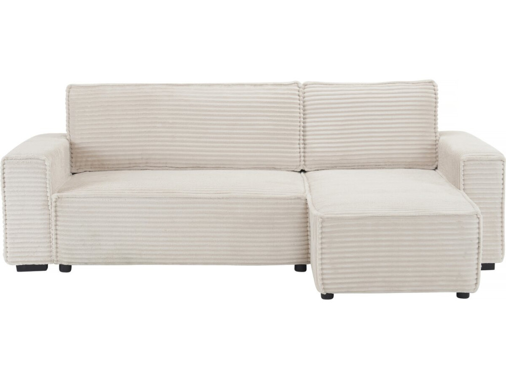 Hoekbank slaapbank meubel bank opbergruimte links rechts ribfluweel velours "Opera" - 3 zits - Beige - lichtbruin
