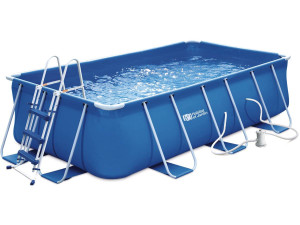 Blauw rechthoekig buisvormig zwembad - LUDO 1 - 4 x 2 x 1 m - zonder filtratie