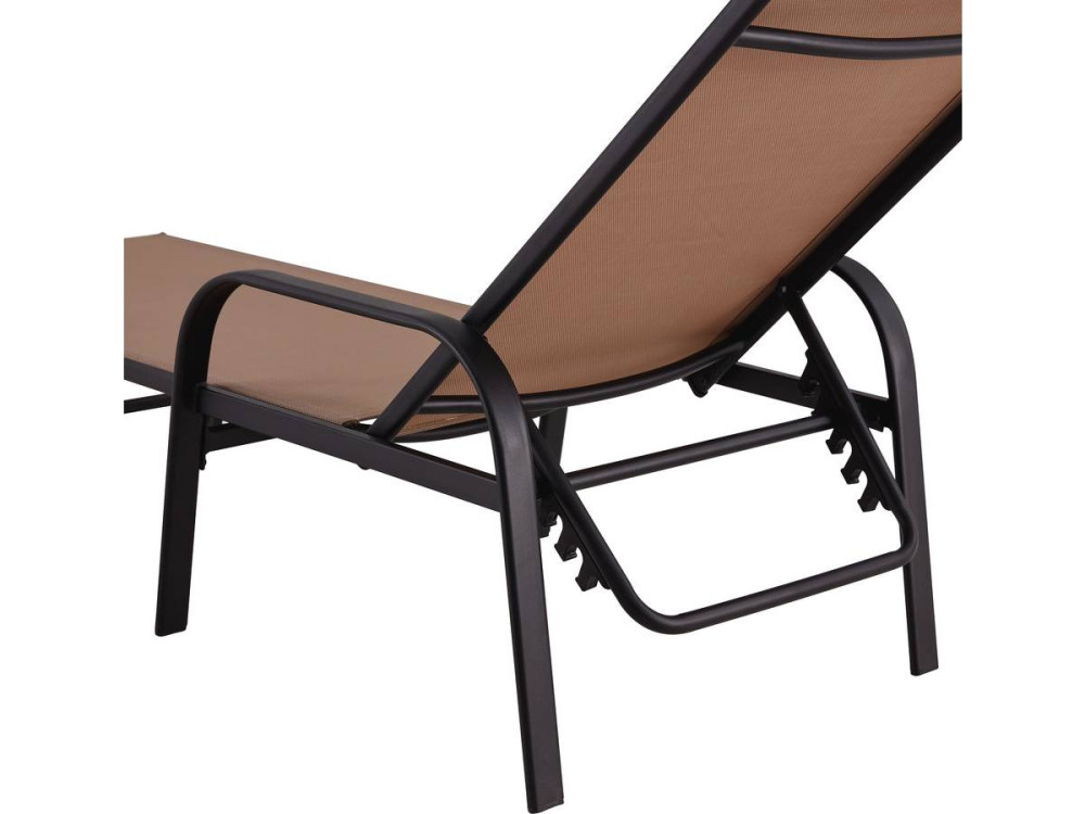 Ligbed set 2 ligstoelen metaal "Farniente" - Taupe - grijs bruin