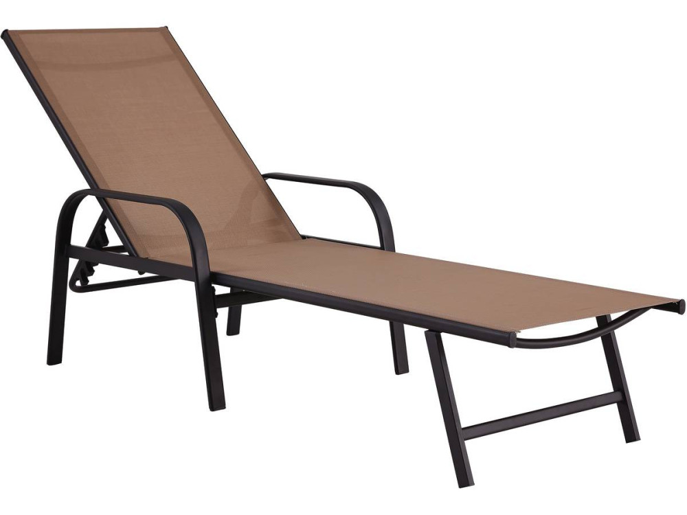 Ligbed set 2 ligstoelen metaal "Farniente" - Taupe - grijs bruin
