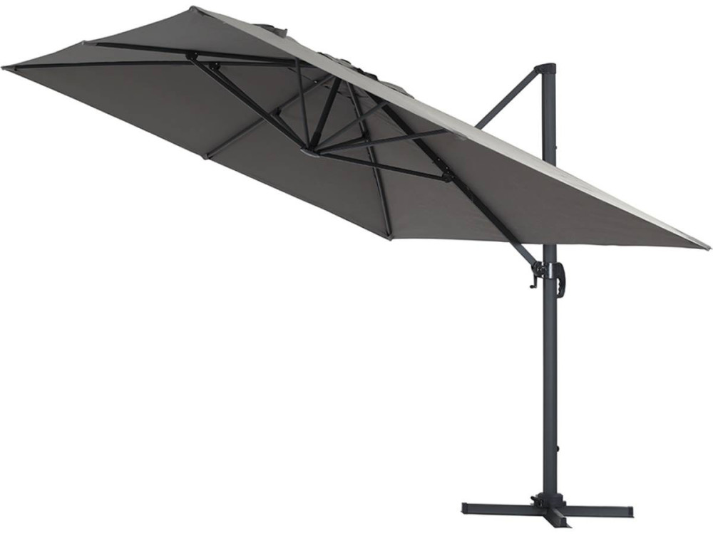 Parasol vrijhangend tuin zweefparasol Aluminium "Sun 4" - Rechthoekig - 3 x 4 m + beschermhoes - Grijs