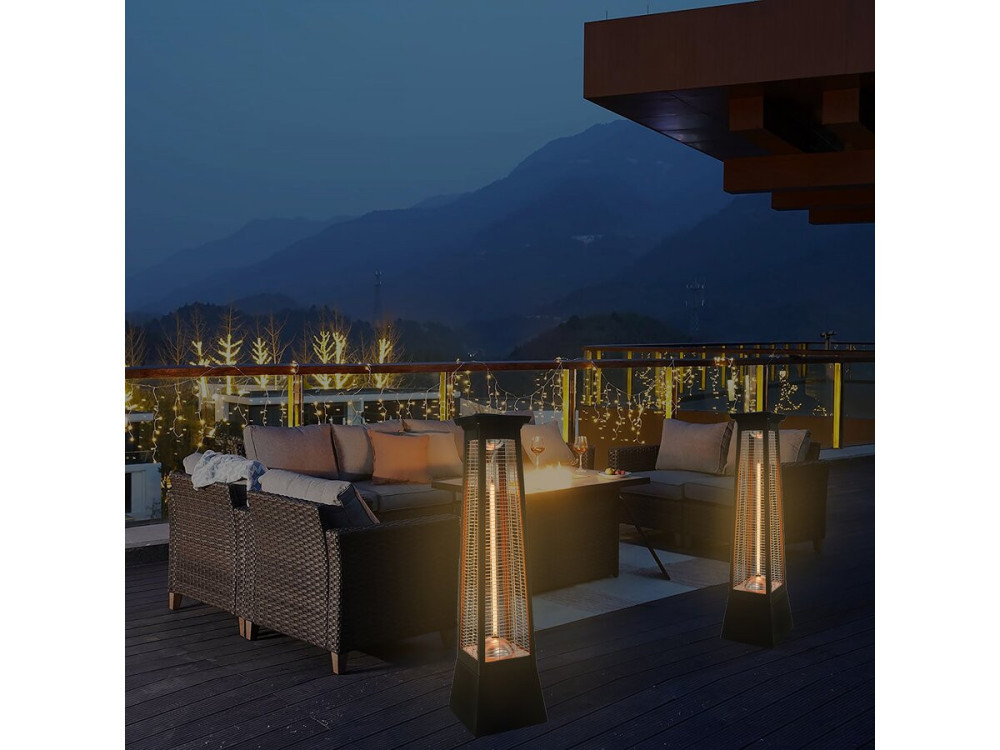 Staande terrasverwamer elektrische heater terras koolstofvezel "Volcano" - 2000W - Zwart