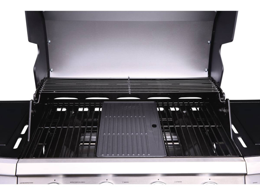 Gas BBQ gasbarbecue barbecue "Bingo 5" - 5 branders waarvan 1 zijbrander - 15,2 kW + beschermhoes - Zwart