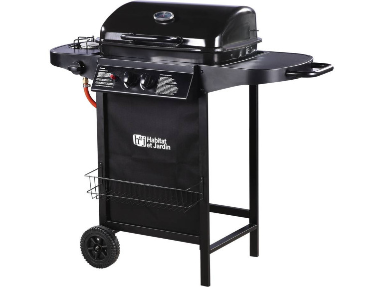 Gas BBQ gasbarbecue barbecue "Party 3" - 3 branders waarvan 1 zijbrander - 9,38 kW - Zwart
