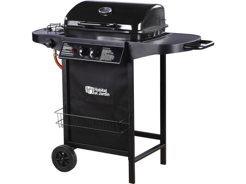 Gas BBQ gasbarbecue barbecue "Party 3" - 3 branders waarvan 1 zijbrander - 9,38 kW - Zwart