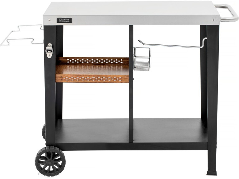 BBQ trolley outdoor barbecue "Gelia" 117 x 59 cm - Roestvrijstaal - Zwart