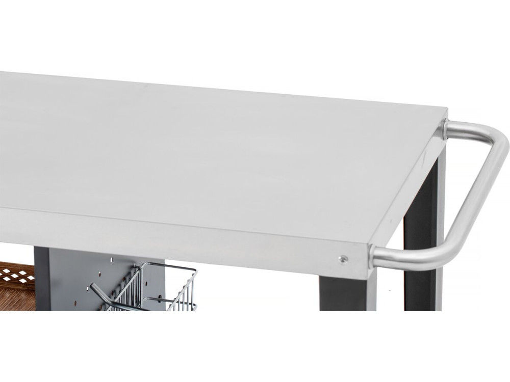 BBQ trolley outdoor barbecue "Gelia" 117 x 59 cm - Roestvrijstaal - Zwart
