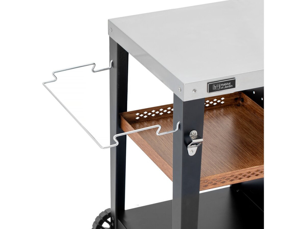 BBQ trolley outdoor barbecue "Gelia" 117 x 59 cm - Roestvrijstaal - Zwart