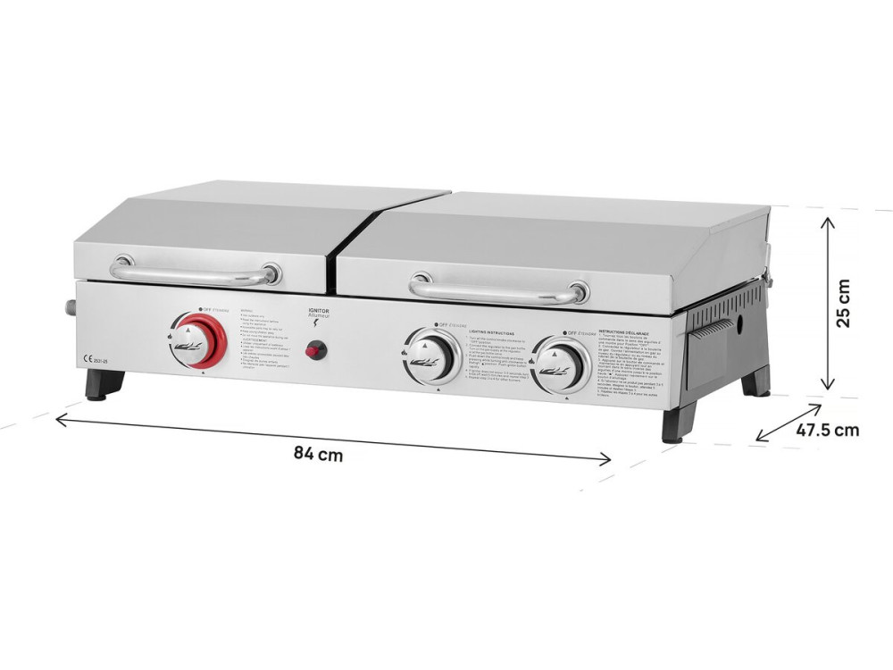 Plancha gasbarbecue en plancha "Flamo" - 3 branders - Grijs