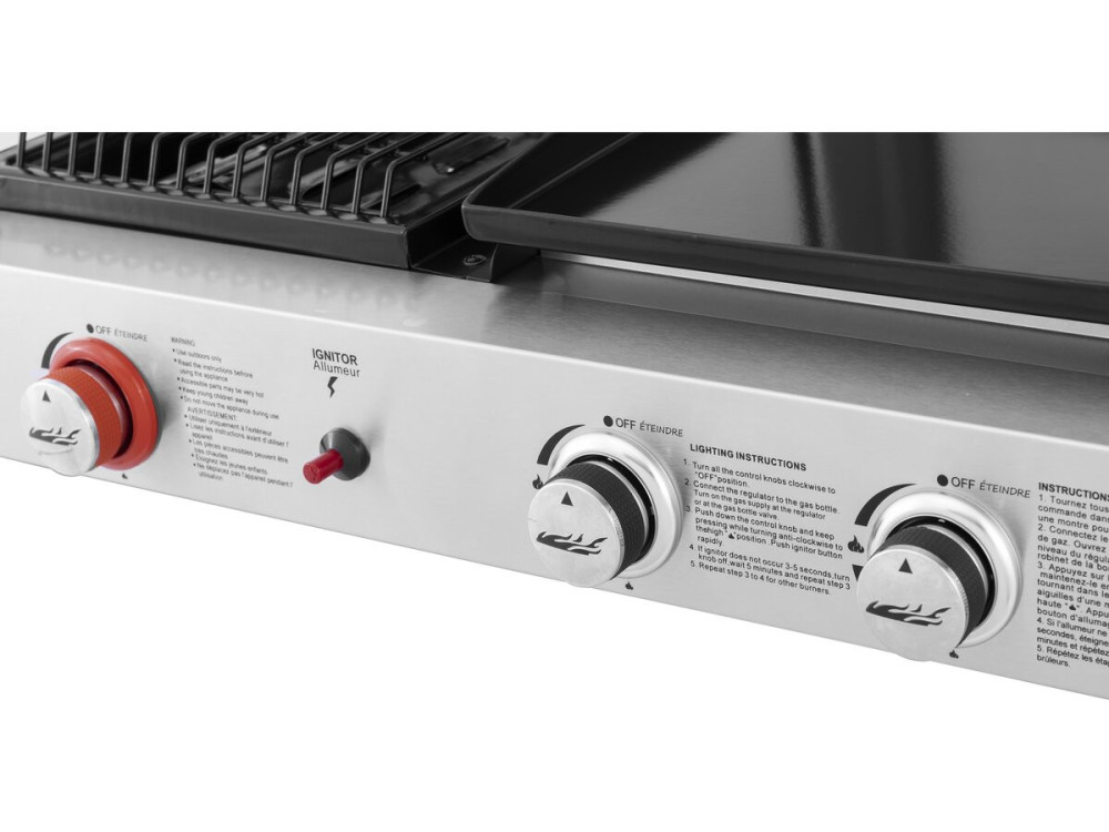 Plancha gasbarbecue en plancha "Flamo" - 3 branders - Grijs