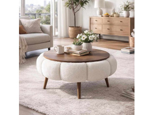 Papatya 60" houten salontafel - 60 x 60 x 44 cm - Wit