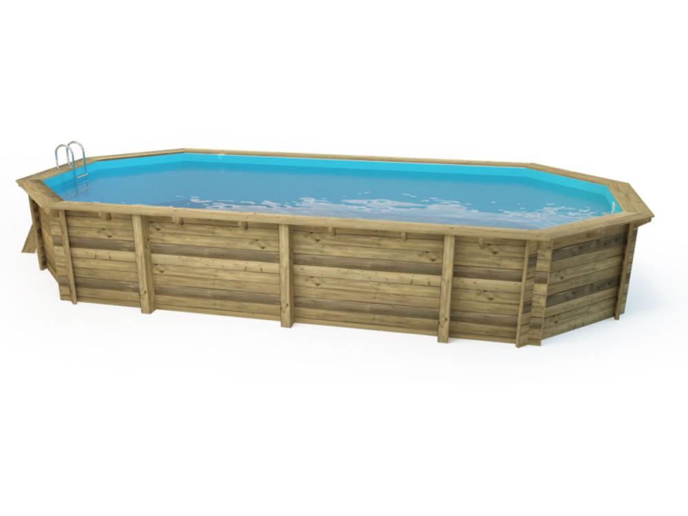 Houten zwembad "Palma 130" - 757 x 407 x 131 cm + noppenfolie zwembadfolie 180 µ + afdekzeil winter zwembad winterzeil 280 g/m²