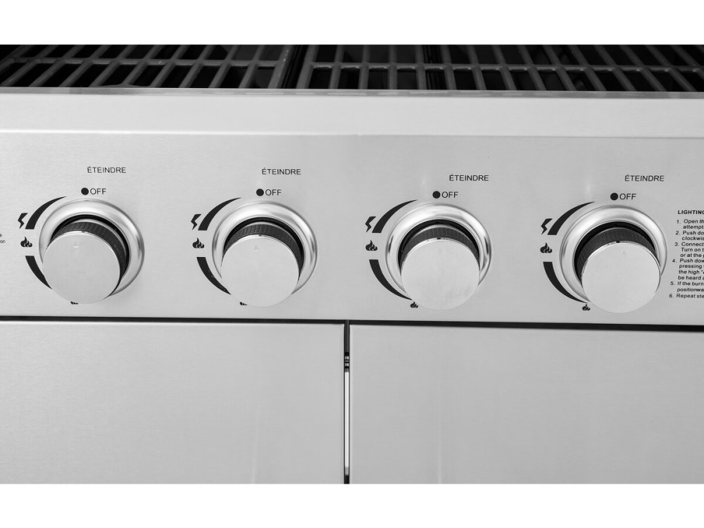 Roestvaststalen gasbarbecue met 5 branders inclusief 1 "Brazzo" zijbrander - 118 x 57 x 104 cm - Lichtgrijs