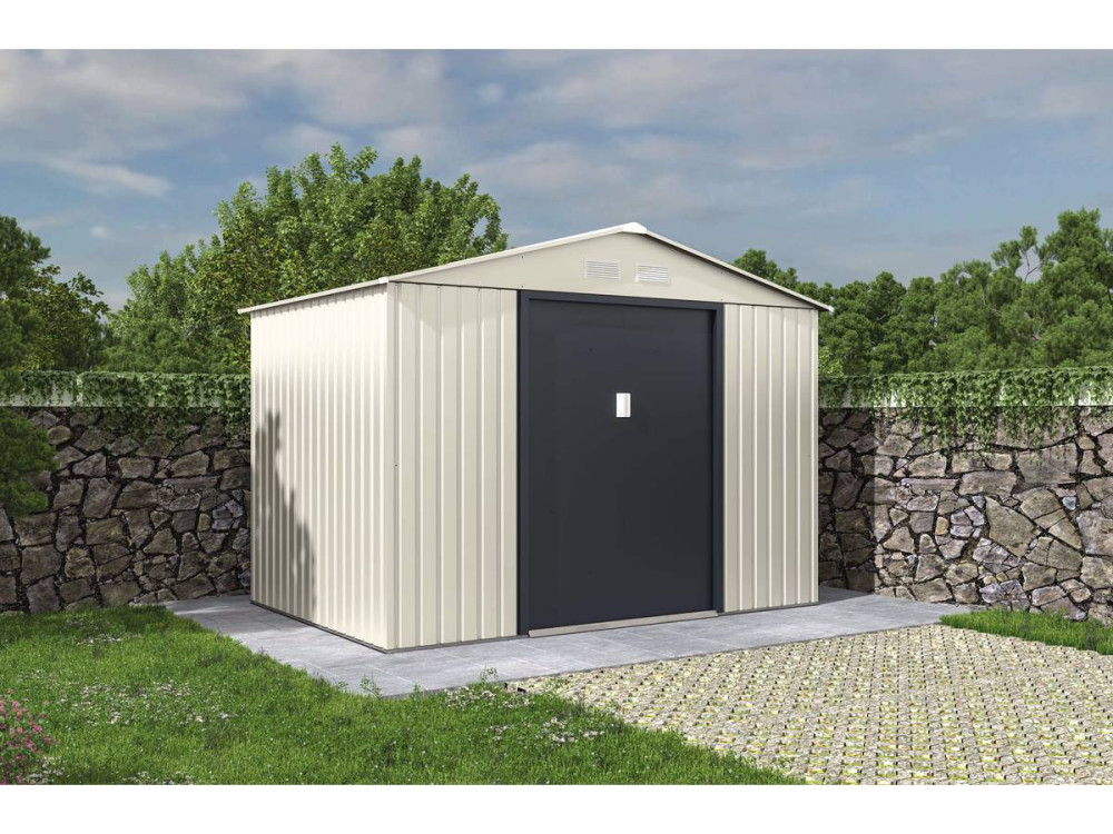 Tuinhuisje metaal "Nebraska" - 5,29 m2 (4,83 m2 grondoppervlak) - Beige - lichtbruin