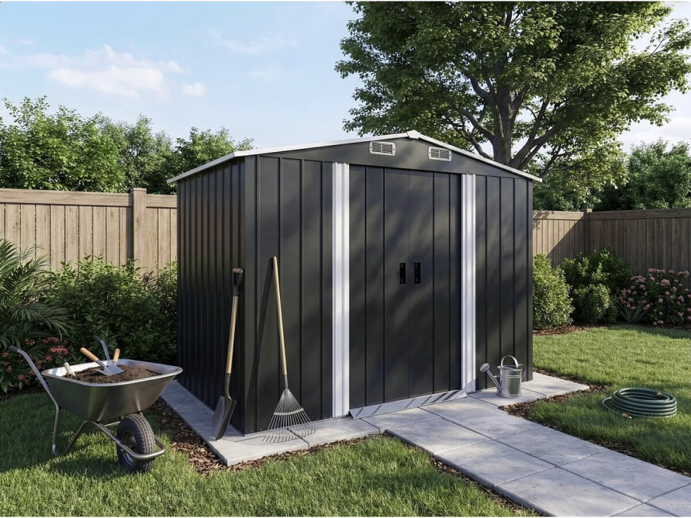 Metalen tuinhuis "Boston" - 5,29 m² (4,76 m2 vloeroppervlak) - Grijs