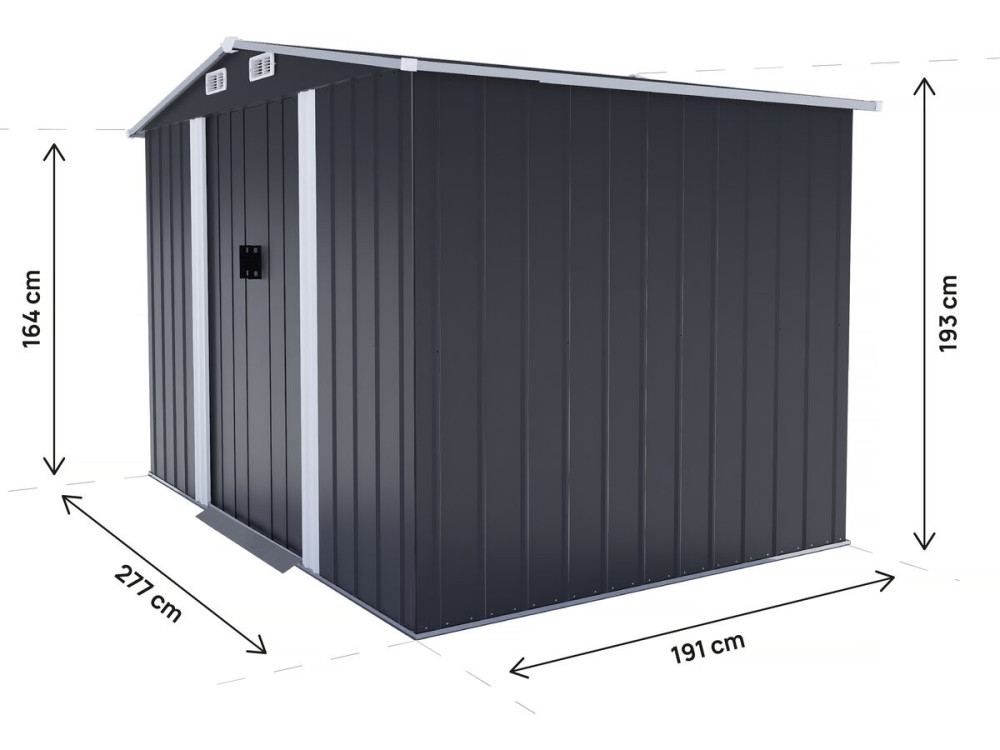 Metalen tuinhuis "Boston" - 5,29 m² (4,76 m2 vloeroppervlak) - Grijs