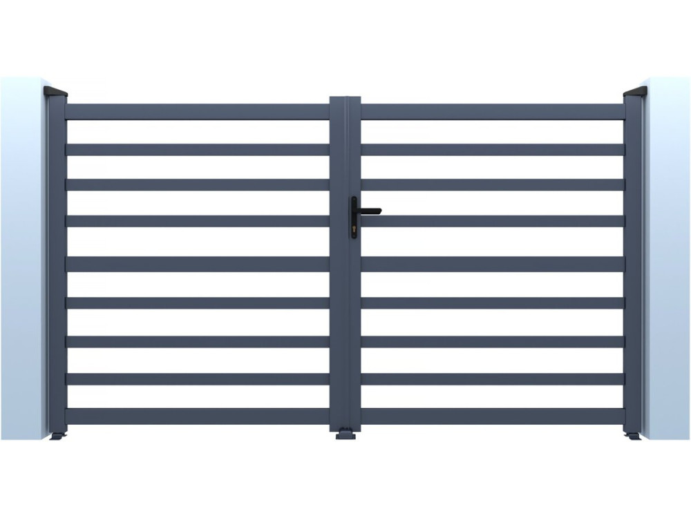 Martin" opengewerkt aluminium hek - 300 x 180 cm - Grijs