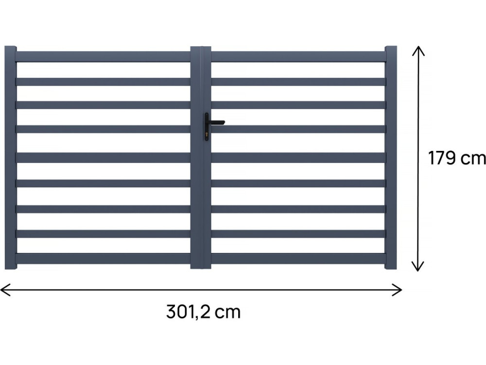 Martin" opengewerkt aluminium hek - 300 x 180 cm - Grijs