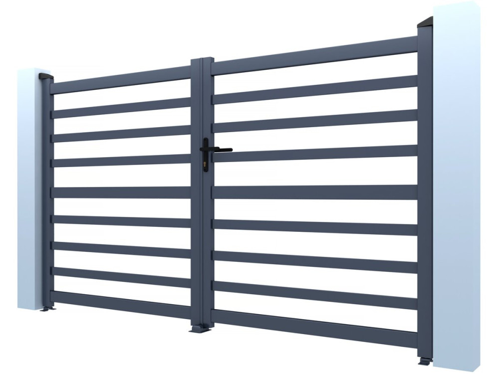 Martin" opengewerkt aluminium hek - 300 x 180 cm - Grijs