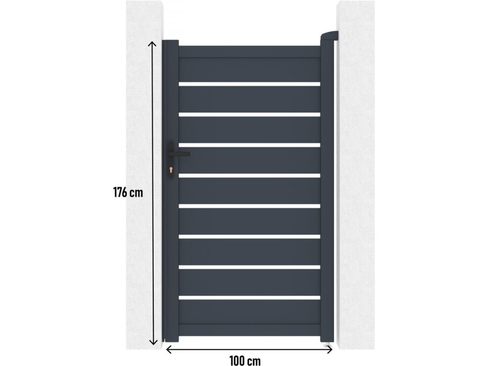 Tuinpoort tuindeur aluminium "Bastien" - 100 x 176 cm - Antraciet