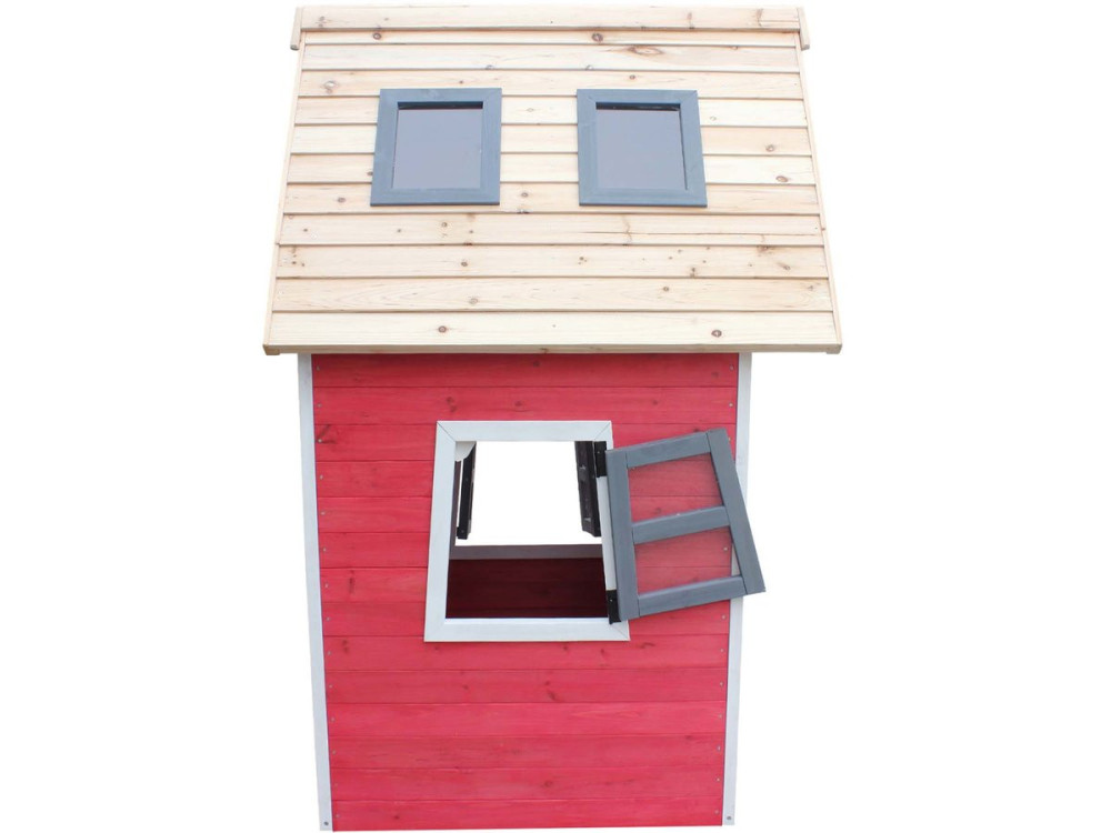 Houten speelhuis tuin "Lilou" - 119,5 x 156 x 102 cm - Rood / Grijs