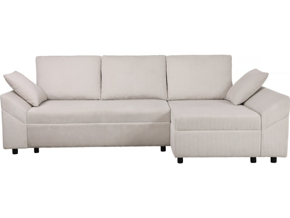 Hoekbank slaapbank meubel bank opbergruimte links rechts ribfluweel velours "Vaugirard II" - 3 zits - Beige - lichtbruin