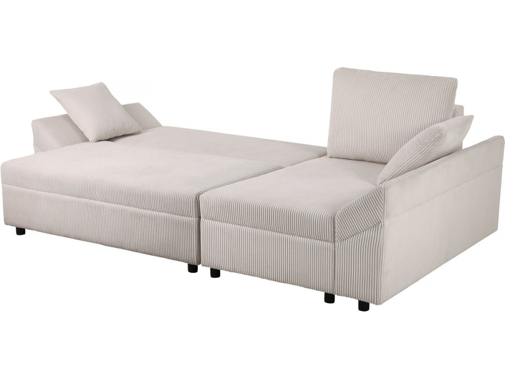 Hoekbank slaapbank meubel bank opbergruimte links rechts ribfluweel velours "Vaugirard II" - 3 zits - Beige - lichtbruin