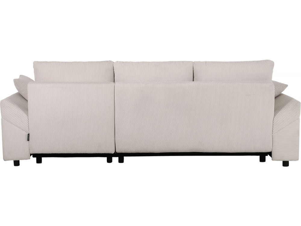 Hoekbank slaapbank meubel bank opbergruimte links rechts ribfluweel velours "Vaugirard II" - 3 zits - Beige - lichtbruin