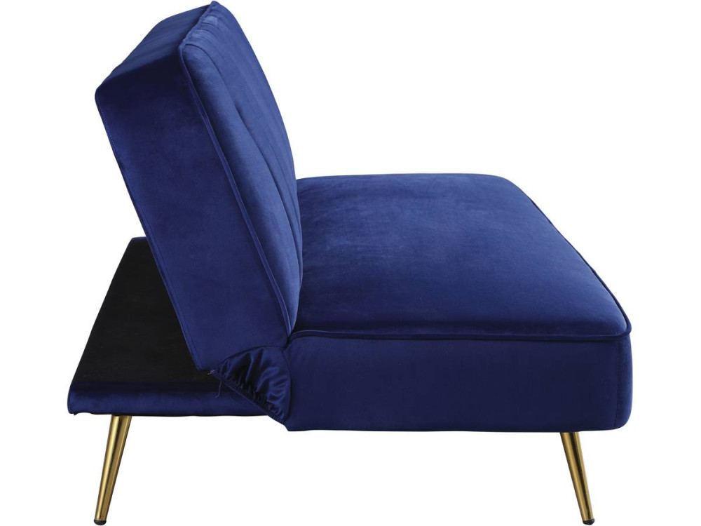 Slaapbank bankstel velours "James" - 180 x  83 x 75 cm - 3 zits - Blauw Donkerblauw