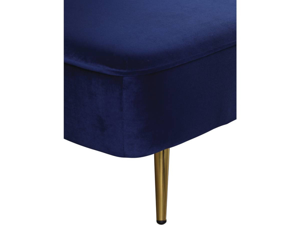 Slaapbank bankstel velours "James" - 180 x  83 x 75 cm - 3 zits - Blauw Donkerblauw