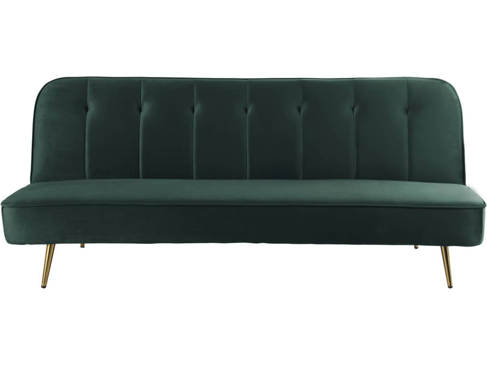 Slaapbank bankstel velours "James" - 180 x  83 x 75 cm - 3 zits - Groen Donkergroen