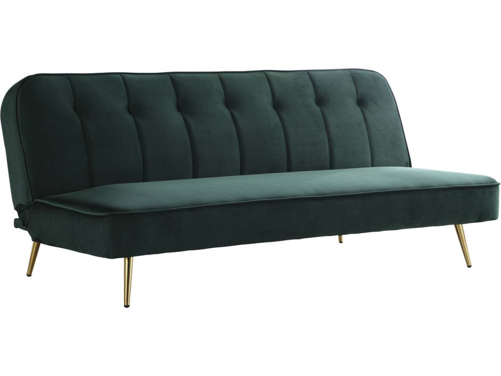 Slaapbank bankstel velours "James" - 180 x  83 x 75 cm - 3 zits - Groen Donkergroen