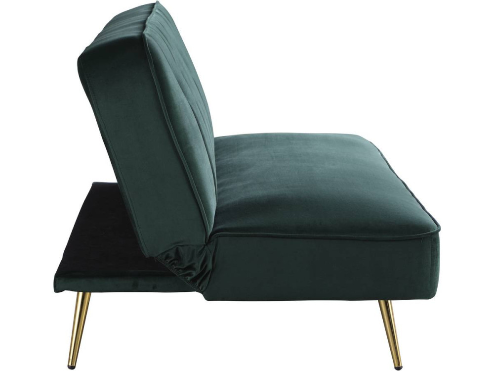 Slaapbank bankstel velours "James" - 180 x  83 x 75 cm - 3 zits - Groen Donkergroen