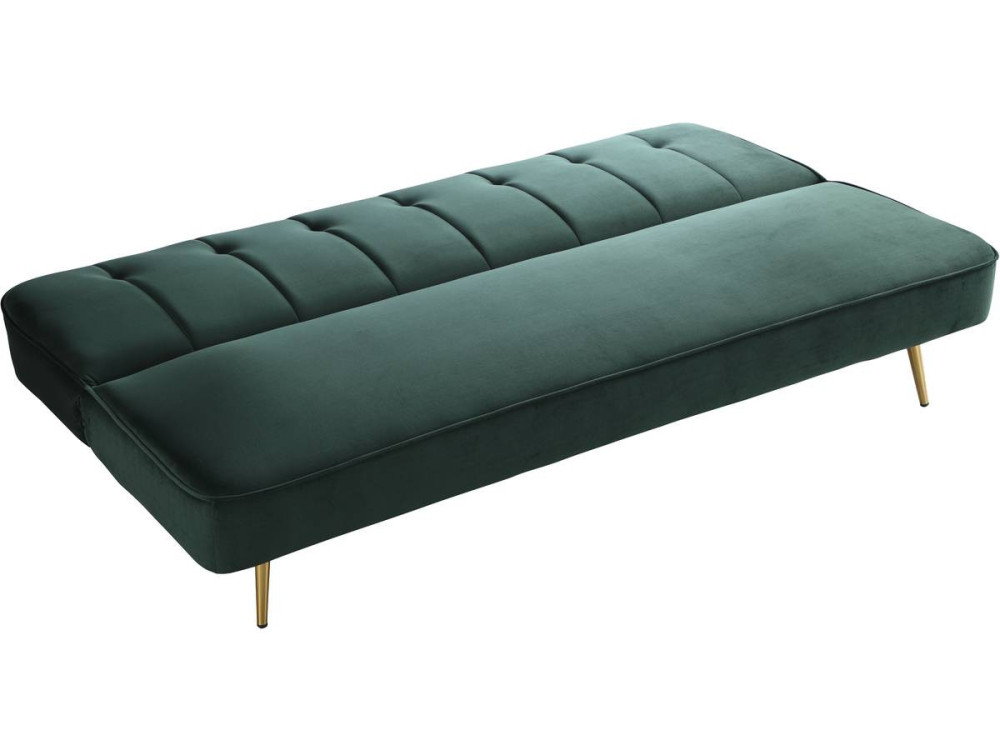 Slaapbank bankstel velours "James" - 180 x  83 x 75 cm - 3 zits - Groen Donkergroen