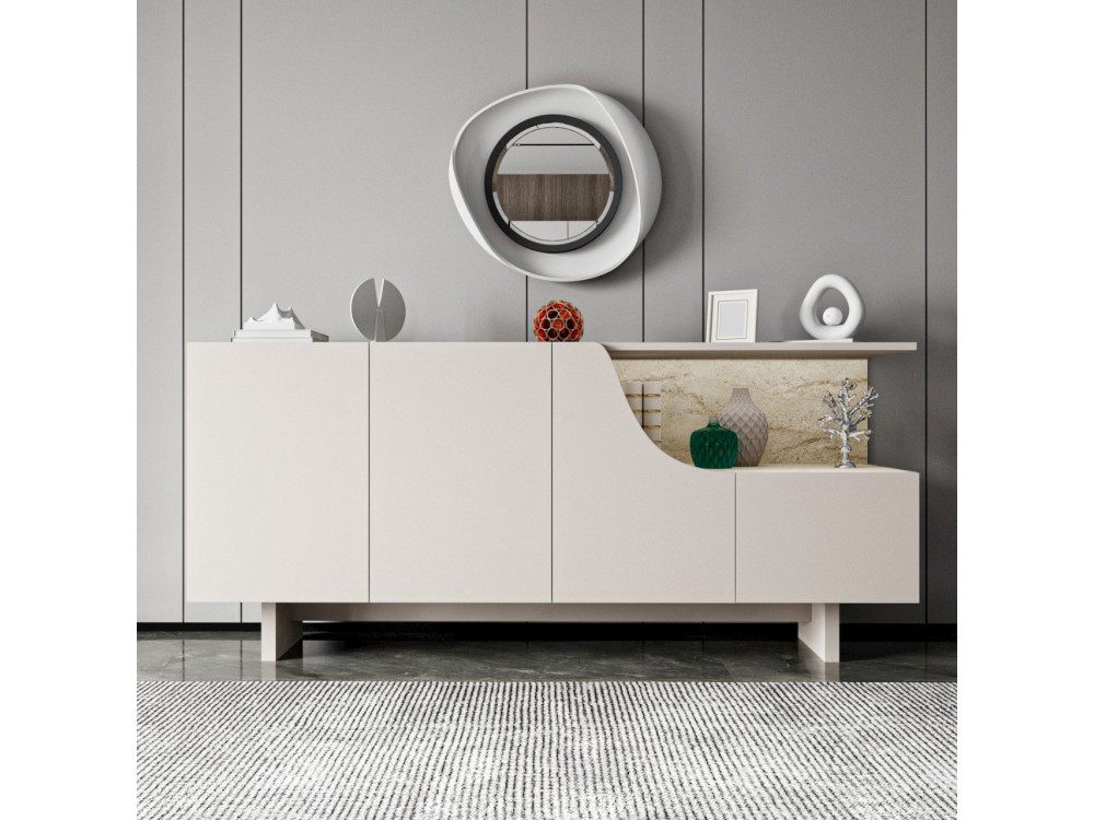 Houten dressoir "Line" - 180 x 40 x 81 cm - Beige