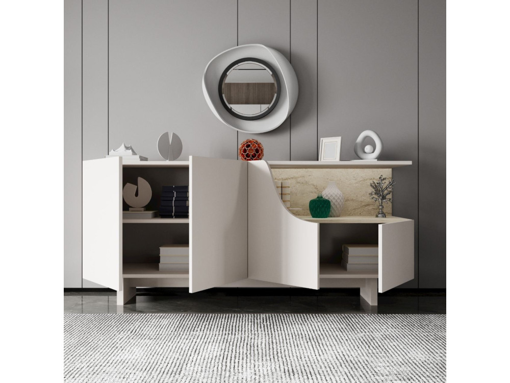Houten dressoir "Line" - 180 x 40 x 81 cm - Beige