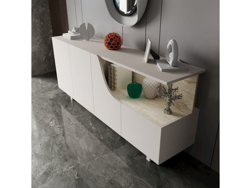 Houten dressoir "Line" - 180 x 40 x 81 cm - Beige