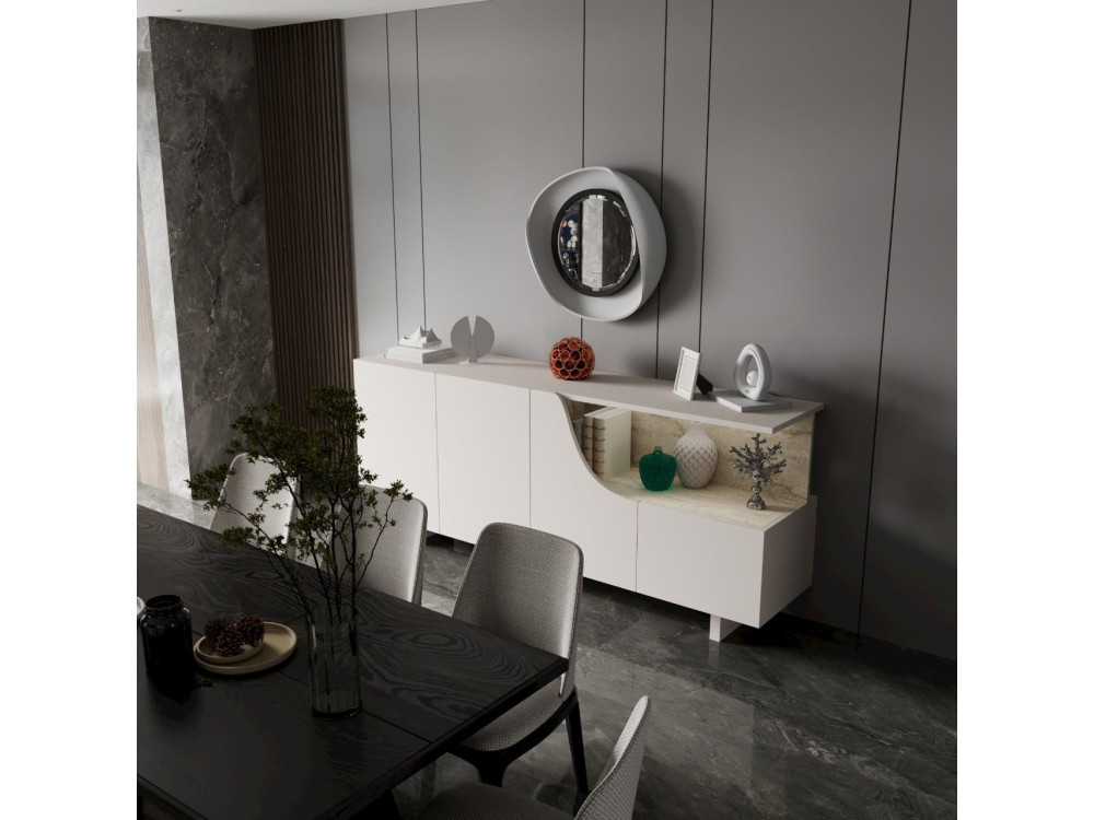 Houten dressoir "Line" - 180 x 40 x 81 cm - Beige